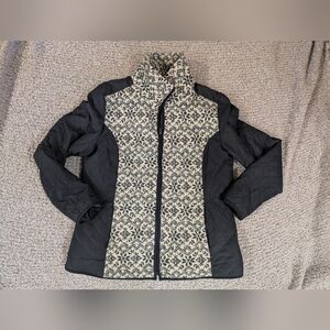 Upcountry By Du Monde Large Fair Isle Pattern Jacket Black/Beige Colors